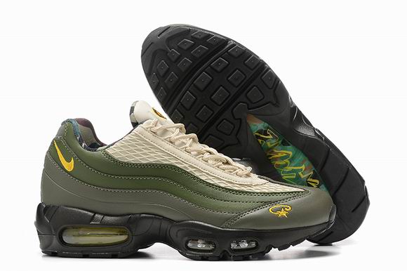 Nike Air Max 95 Olive Green Beige Leather Men's Shoes-139 - Click Image to Close